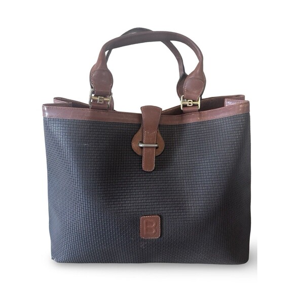 Bally Handbags - Bally Vintage Embossed B Canvas Tote with Leather Trim - Made in Italy